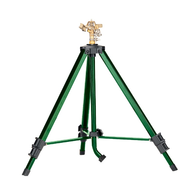 Orbit 1/2 -inch Heavy-Duty Brass Impact Sprinkler on Adjustable 22-48-inch Metal Tripod Base - Image 1